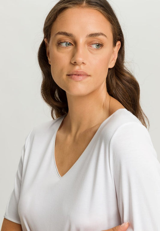 The Cotton Silk-S/Slv Nightdress 90Cm By Hanro in White