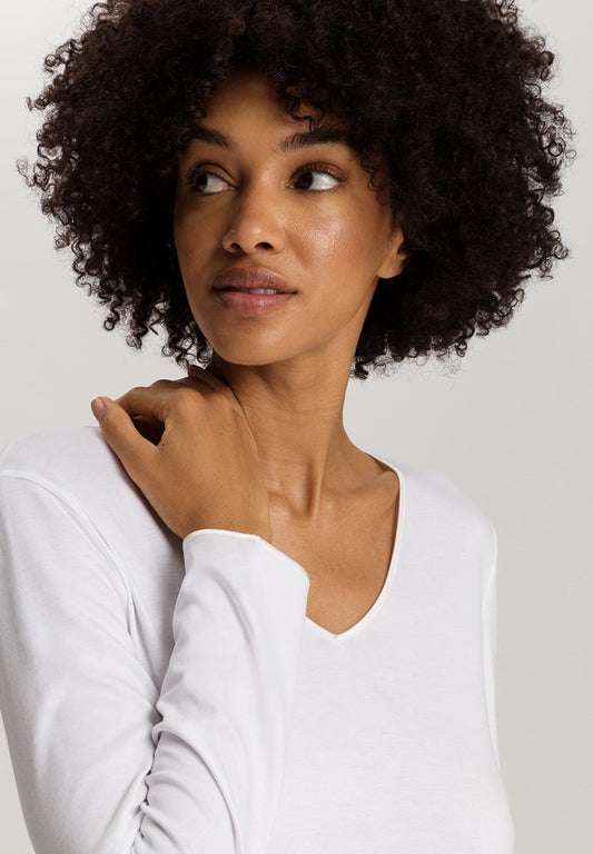 The Cotton Silk-L/Slv Nightdress 100Cm By Hanro in White