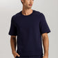 The Micro Touch-Short Sleeve Sweatshirt By Hanro In Deep Navy