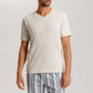 The Living Shirts-S/Slv Shirt V-Neck By Hanro In Warm Sand