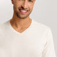 The Living Shirts-S/Slv Shirt V-Neck By Hanro In Warm Sand