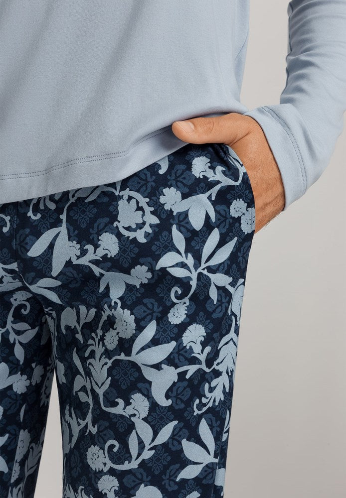 The Night & Day-L/Slv Pajama By Hanro In Night Blue Tiles