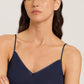 The Cotton Seamless Spaghetti Top By HANRO In Deep Navy