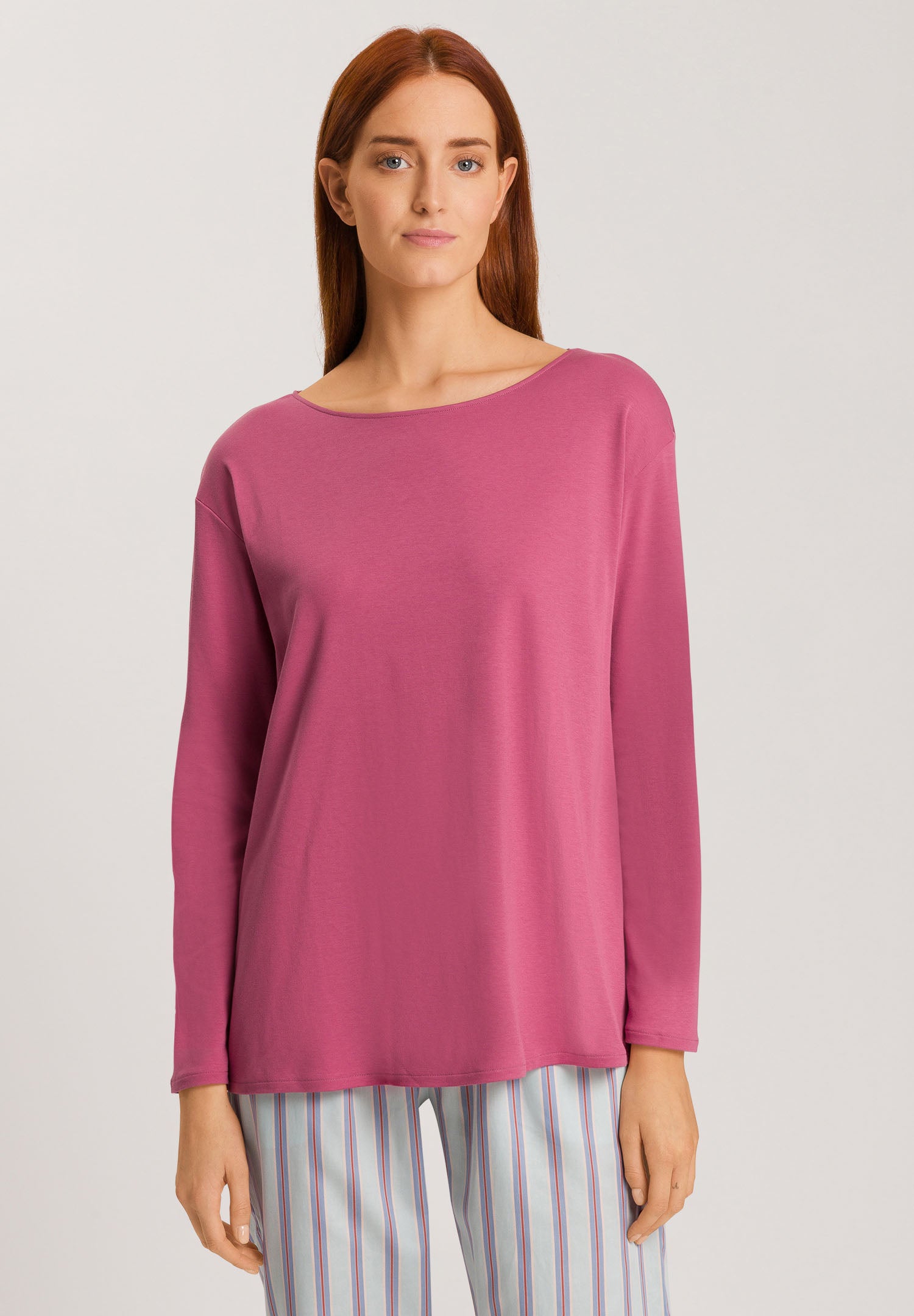The Loie-L/Slv Shirt By Hanro in Rose Wine