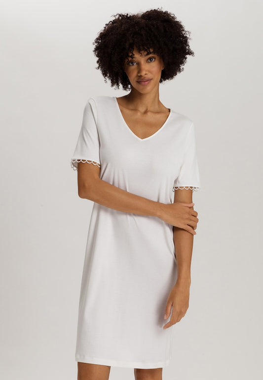 The Anouk Short Sleeve Nightdress By HANRO In Off White