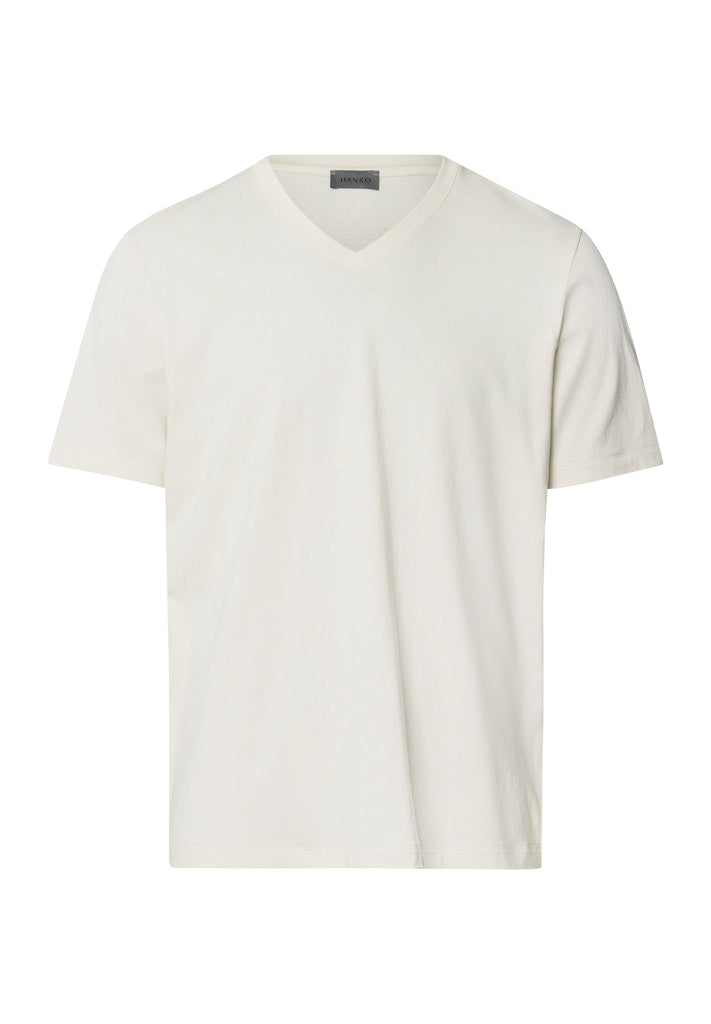 The Living Shirts-Short Sleeve Shirt V-Neck By HANRO In Warm Sand