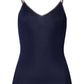 The Cotton Seamless-Spaghetti Top By Hanro in Deep Navy