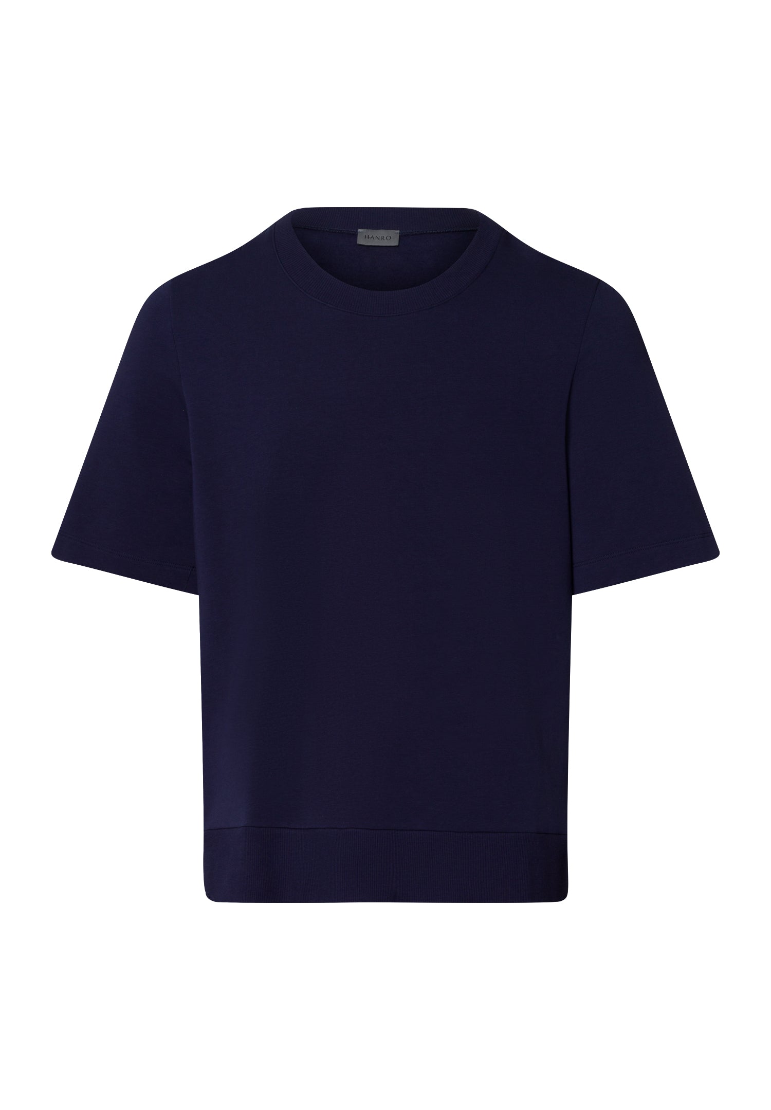 The Micro Touch-Short Sleeve Sweatshirt By Hanro In Deep Navy