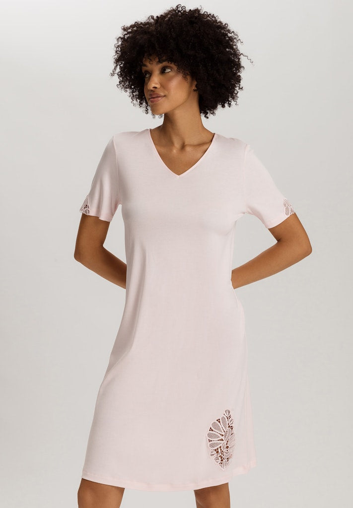 The Belina Short Sleeve Nightdress By HANRO In Rosewater