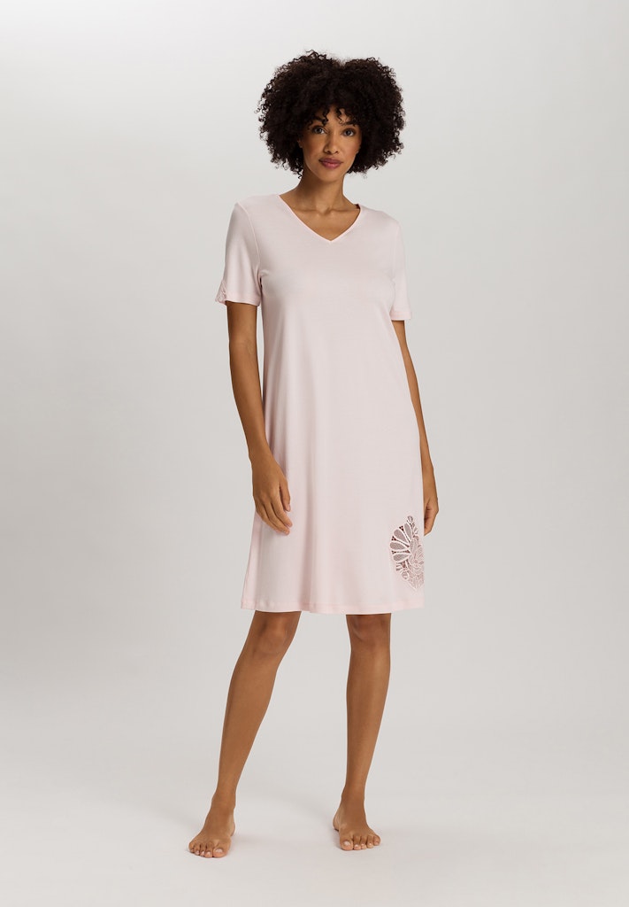 The Belina Short Sleeve Nightdress By HANRO In Rosewater