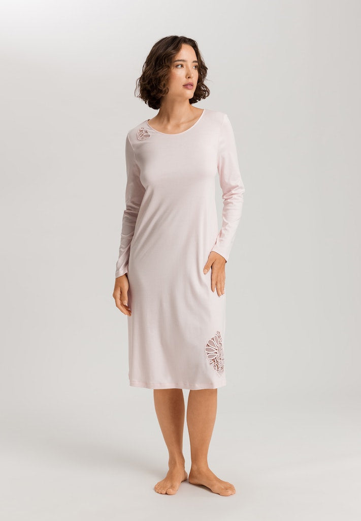 The Belina Long Sleeve Nightdress By HANRO In Rosewater