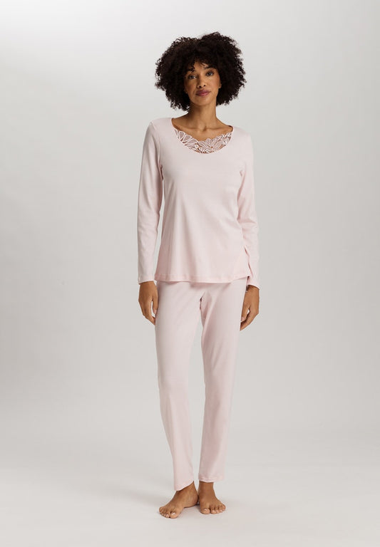 The Belina Long Sleeved Pyjamas By HANRO In Rosewater