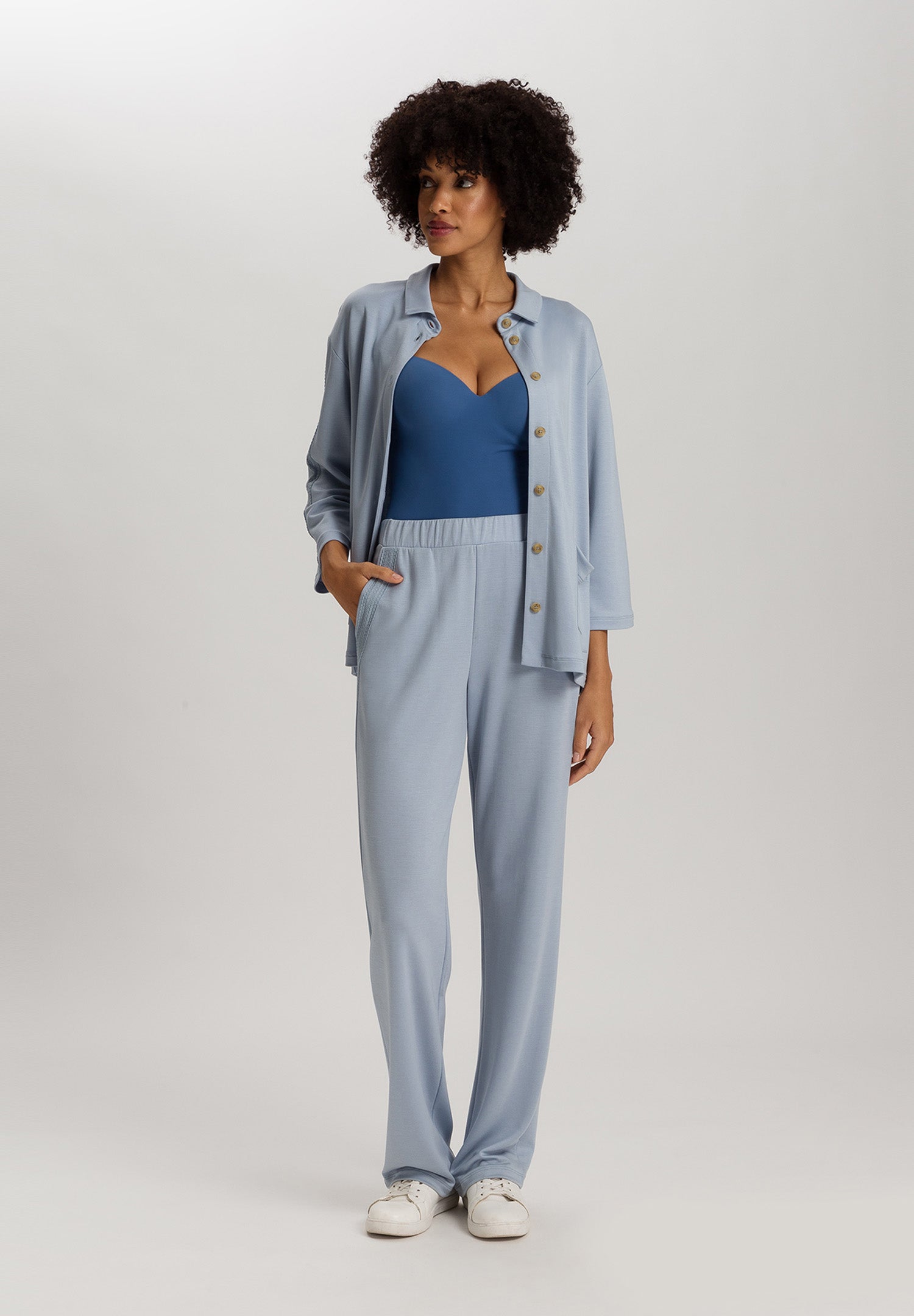 The Pure Comfort-Cardigan By Hanro In Sea Breeze