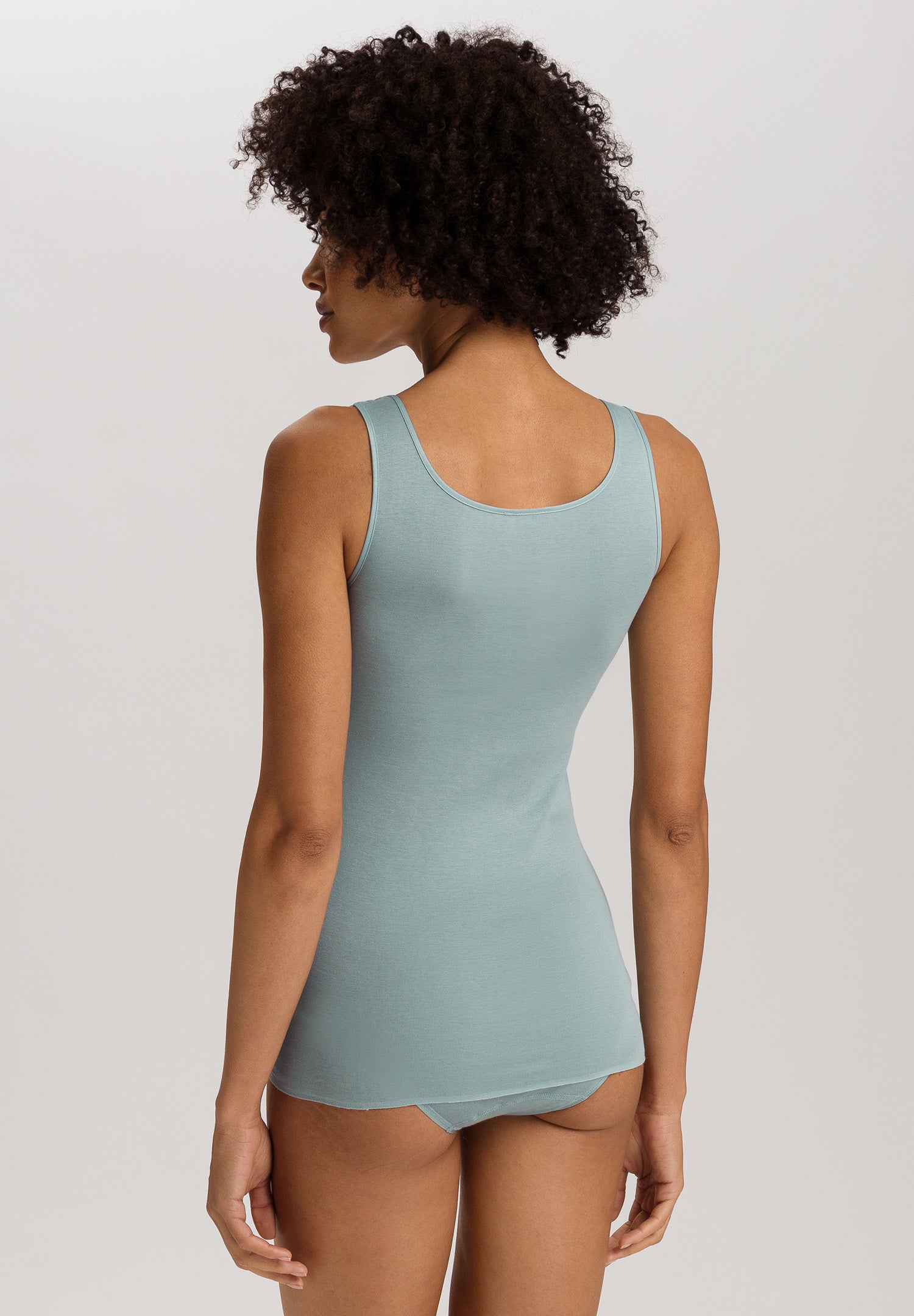 The Cotton Seamless-Tank Top By Hanro in Tourmaline Blue