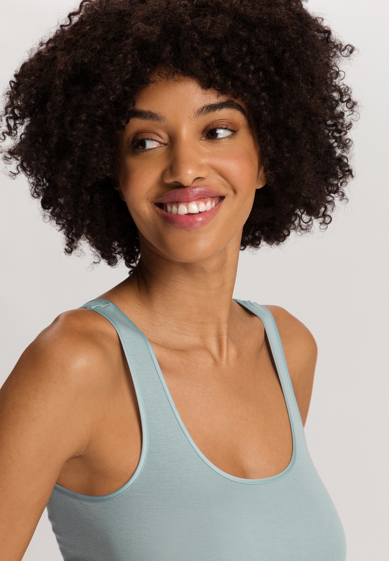 The Cotton Seamless-Tank Top By Hanro in Tourmaline Blue