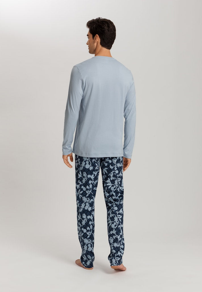 The Night & Day-Long Sleeve Pyjama By HANRO In Night Blue Tiles