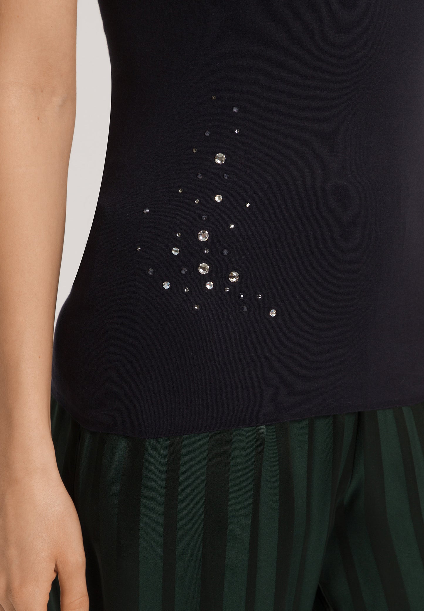 The Cotton Seamless-Spaghetti Top By Hanro in Black