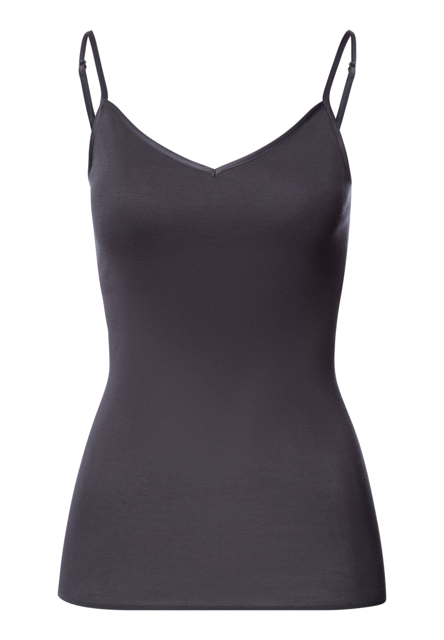 The Cotton Seamless-Spaghetti Top Padded By Hanro in Black Pearl
