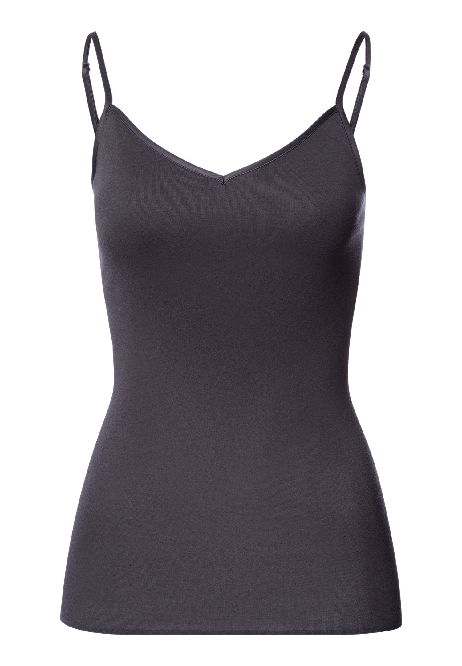 The Cotton Seamless-Spaghetti Top Padded By Hanro in Black Pearl