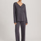 The Una Long Sleeve Pajama By Hanro in Black Pearl