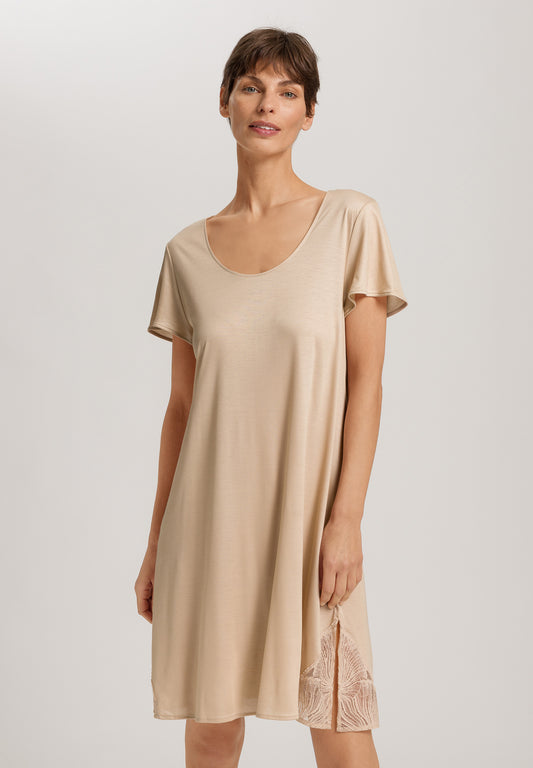 The Lilith Nw-Short Sleeve Nightdress 95Cm By Hanro in Coffee Quartz