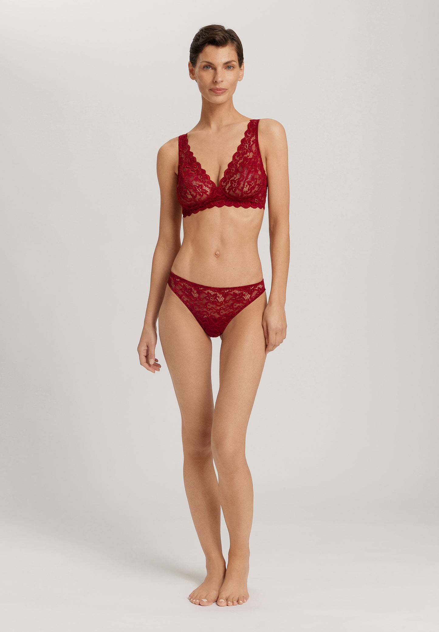 The Moments-Thong By Hanro in Red Dahlia