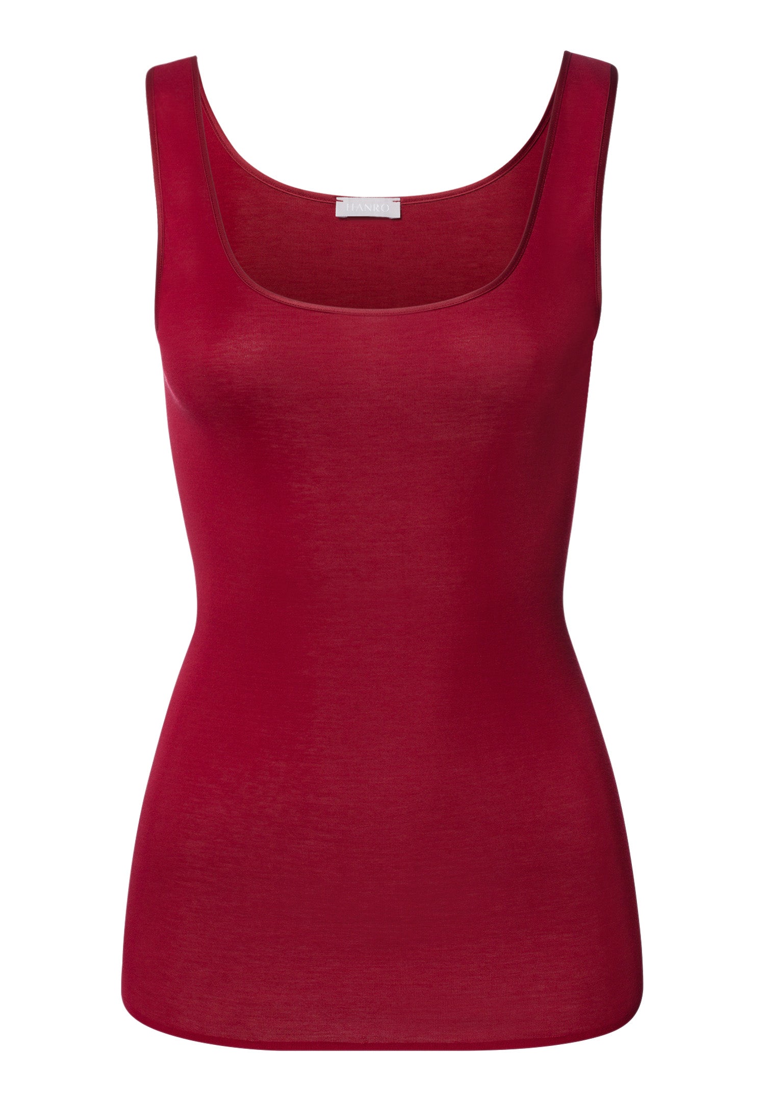 The Cotton Seamless-Tank Top By Hanro in Red Dahlia