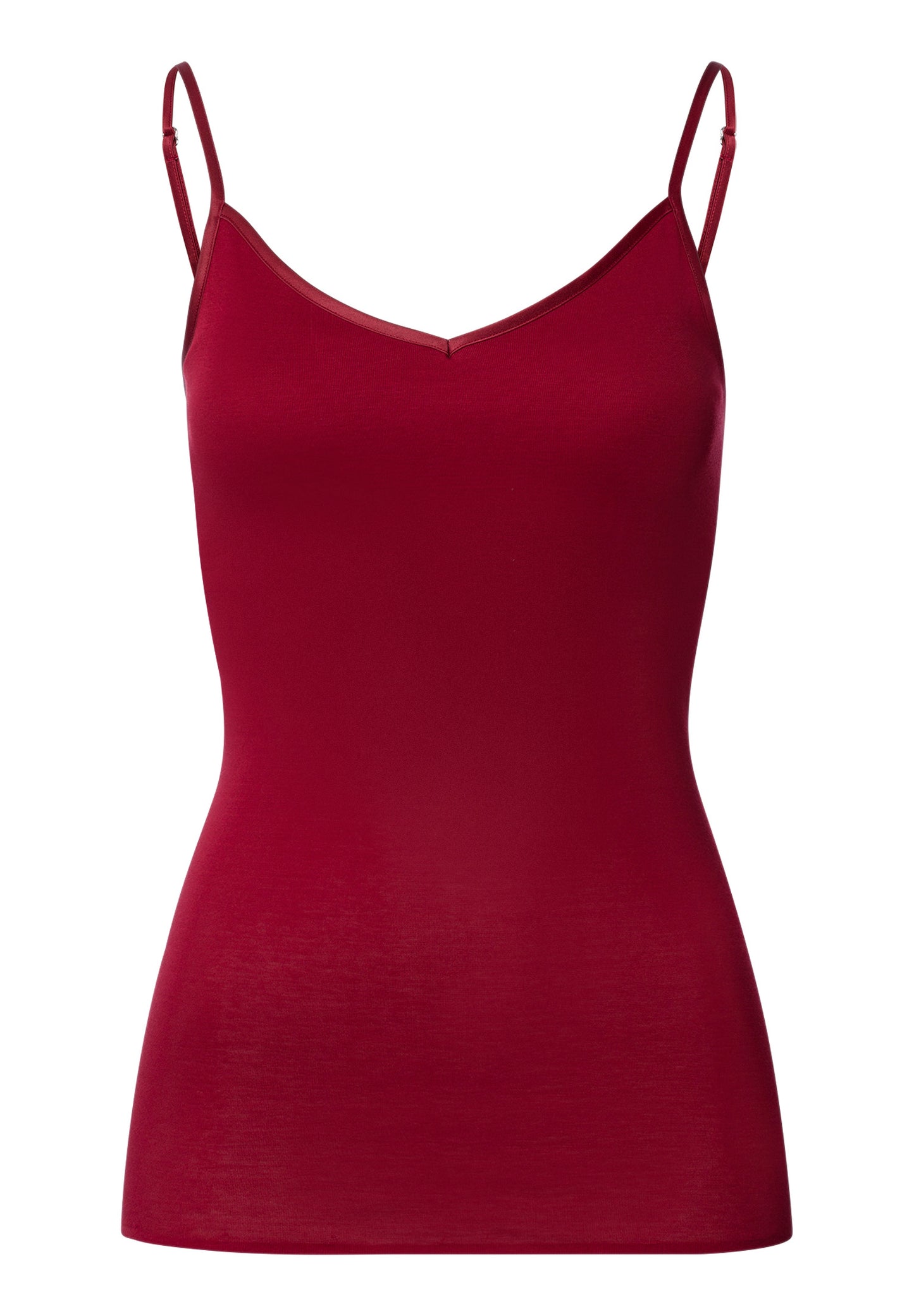 The Cotton Seamless-Spaghetti Top Padded By Hanro in Red Dahlia