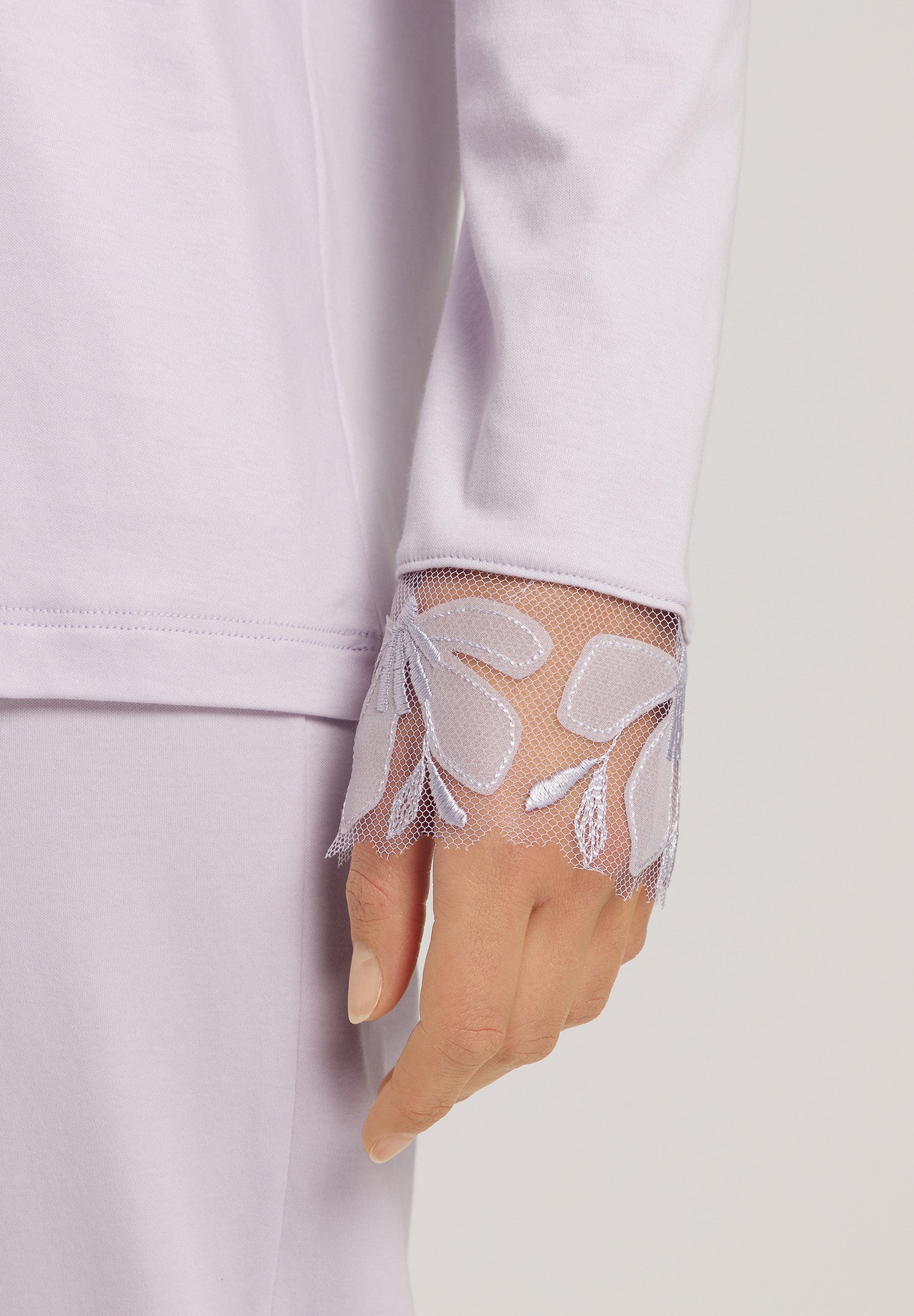 The Kalea Nw-Long Sleeve Pajama By HANRO in Pink Lavender