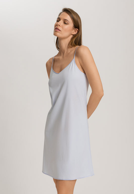 The Cotton Silk-Spaghetti Dress 95Cm By Hanro in Powder Blue