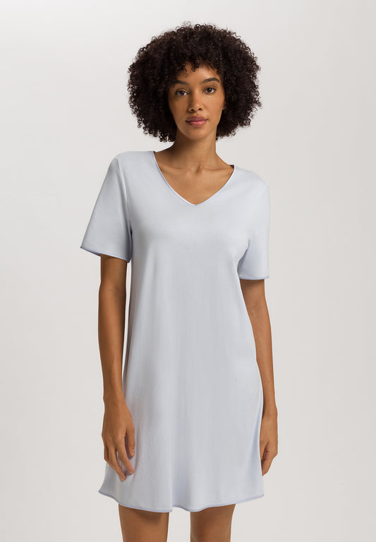 The Cotton Silk-S/Slv Nightdress 90Cm By Hanro in Powder Blue