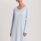 The Cotton Silk-L/Slv Nightdress 100Cm By Hanro in Powder Blue