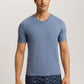 The Living Shirts-S/Slv Shirt V-Neck By Hanro in Dusky Aqua