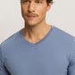 The Living Shirts-S/Slv Shirt V-Neck By Hanro in Dusky Aqua