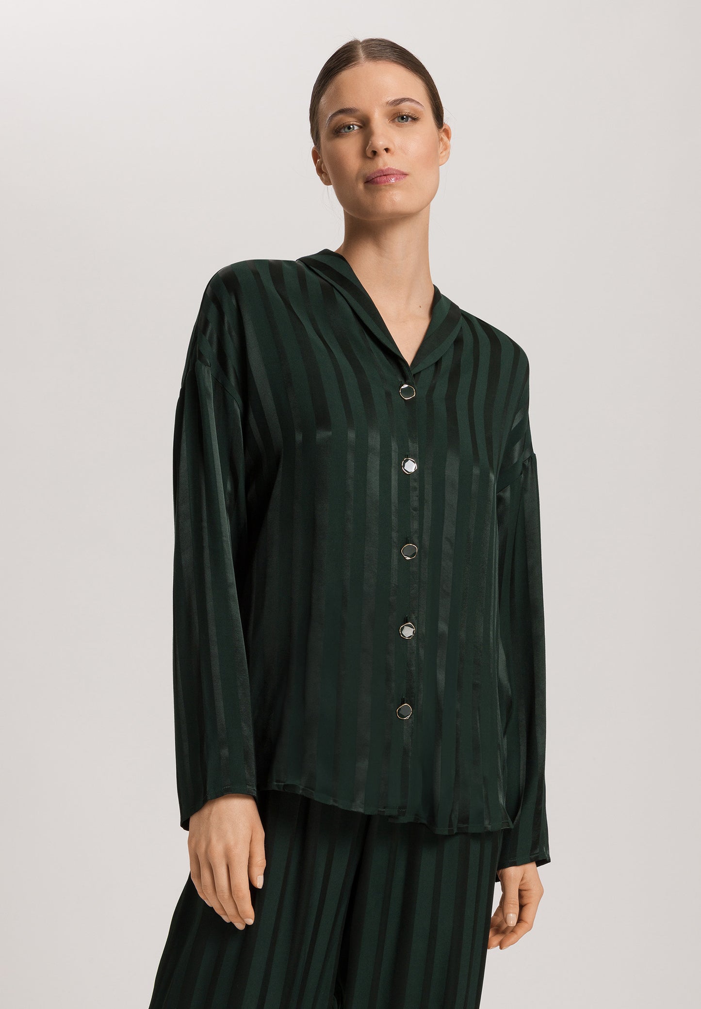 The Indra-L/Slv Shirt By Hanro in Dark Malachite