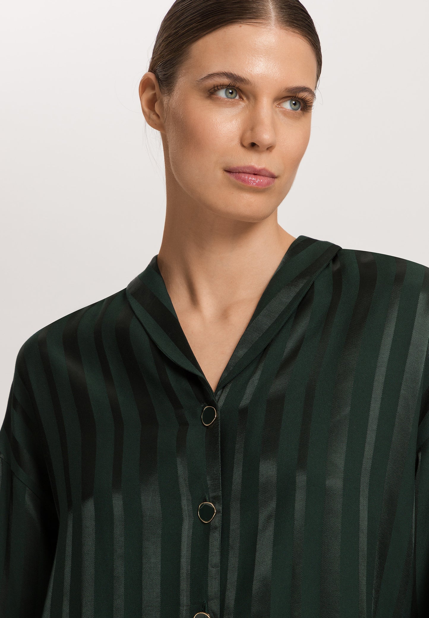The Indra-L/Slv Shirt By Hanro in Dark Malachite