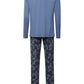 The Night & Day-L/Slv Pajama By Hanro in Aqua Ink Leaves
