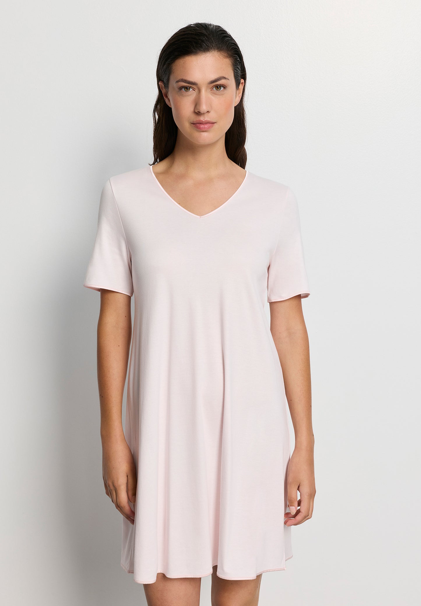 The Cotton Silk-S/Slv Nightdress 90Cm by HANRO in Honeydew