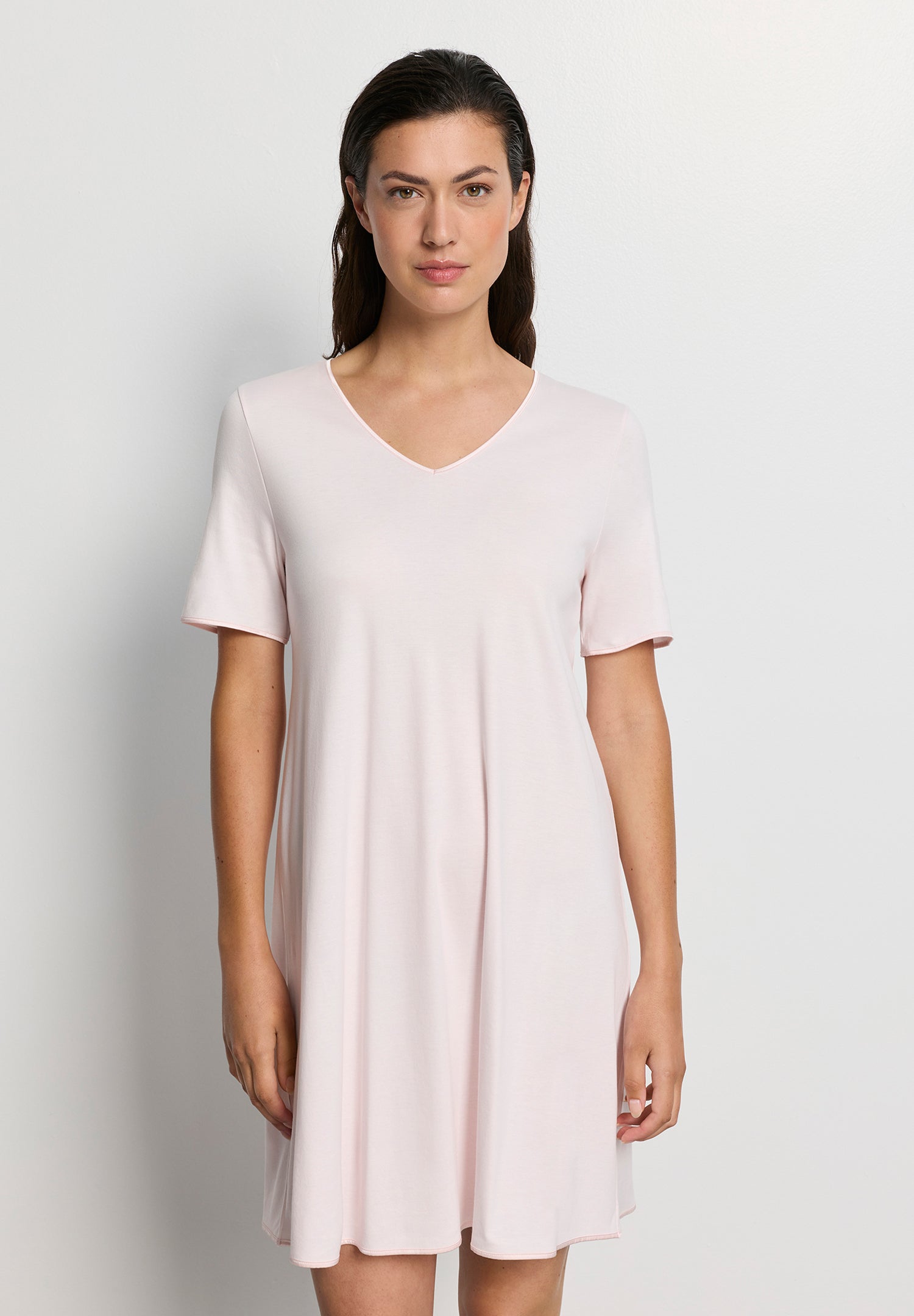 The Cotton Silk-S/Slv Nightdress 90Cm by HANRO in Honeydew
