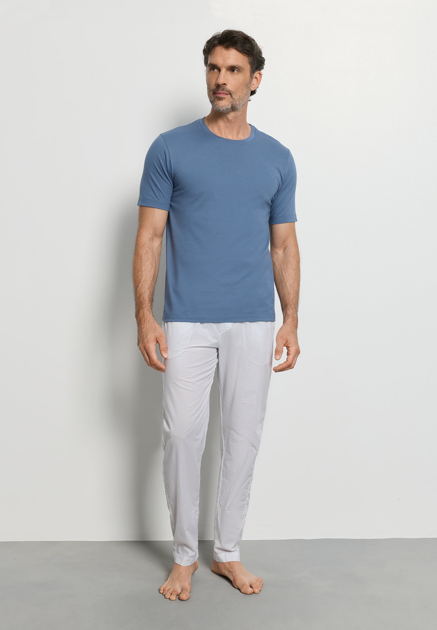 The Living Shirts-S/Slv Shirt by HANRO in Retro Blue