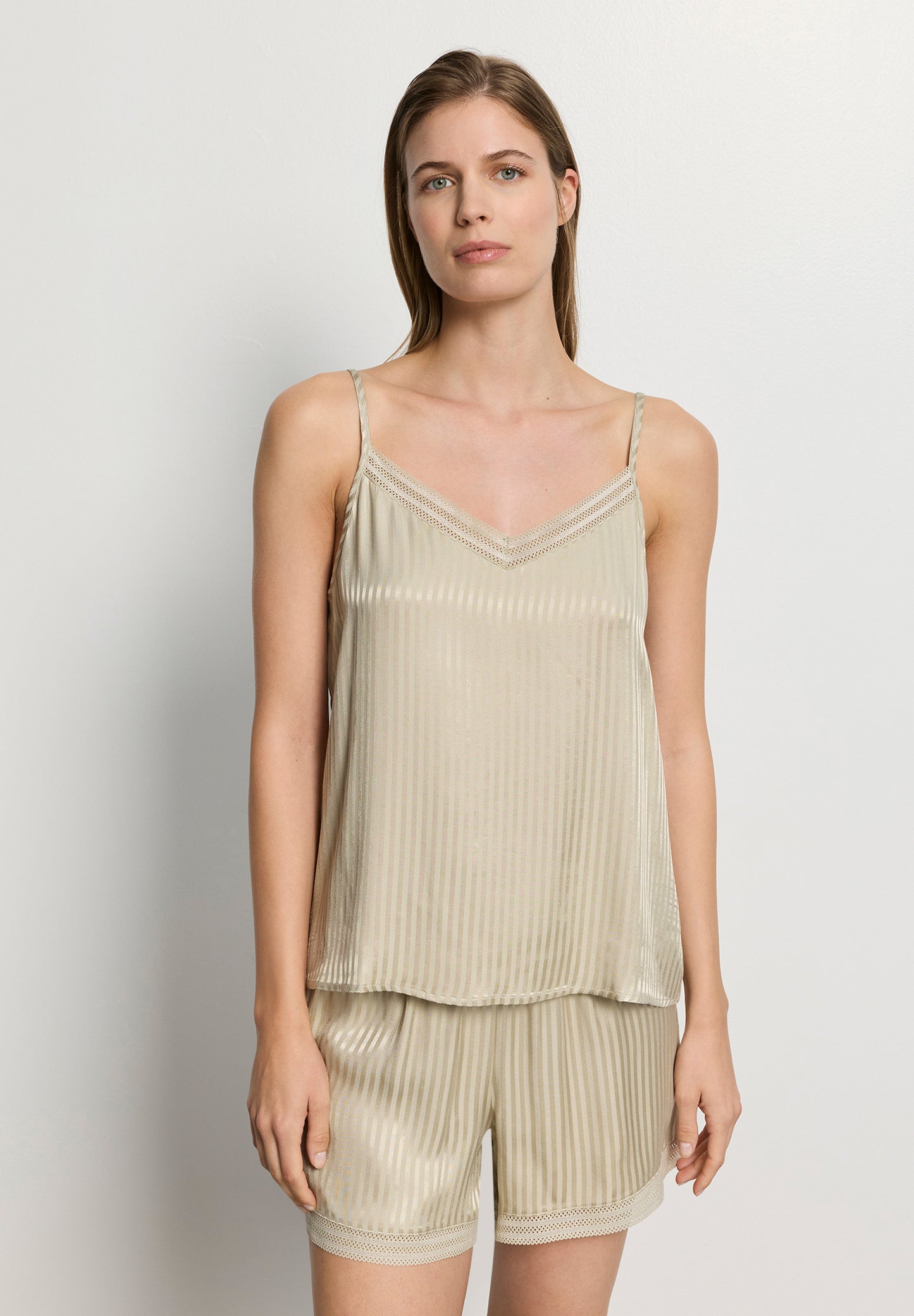 The Sleep & Lounge-Spaghetti Top by HANRO in Olive Stem