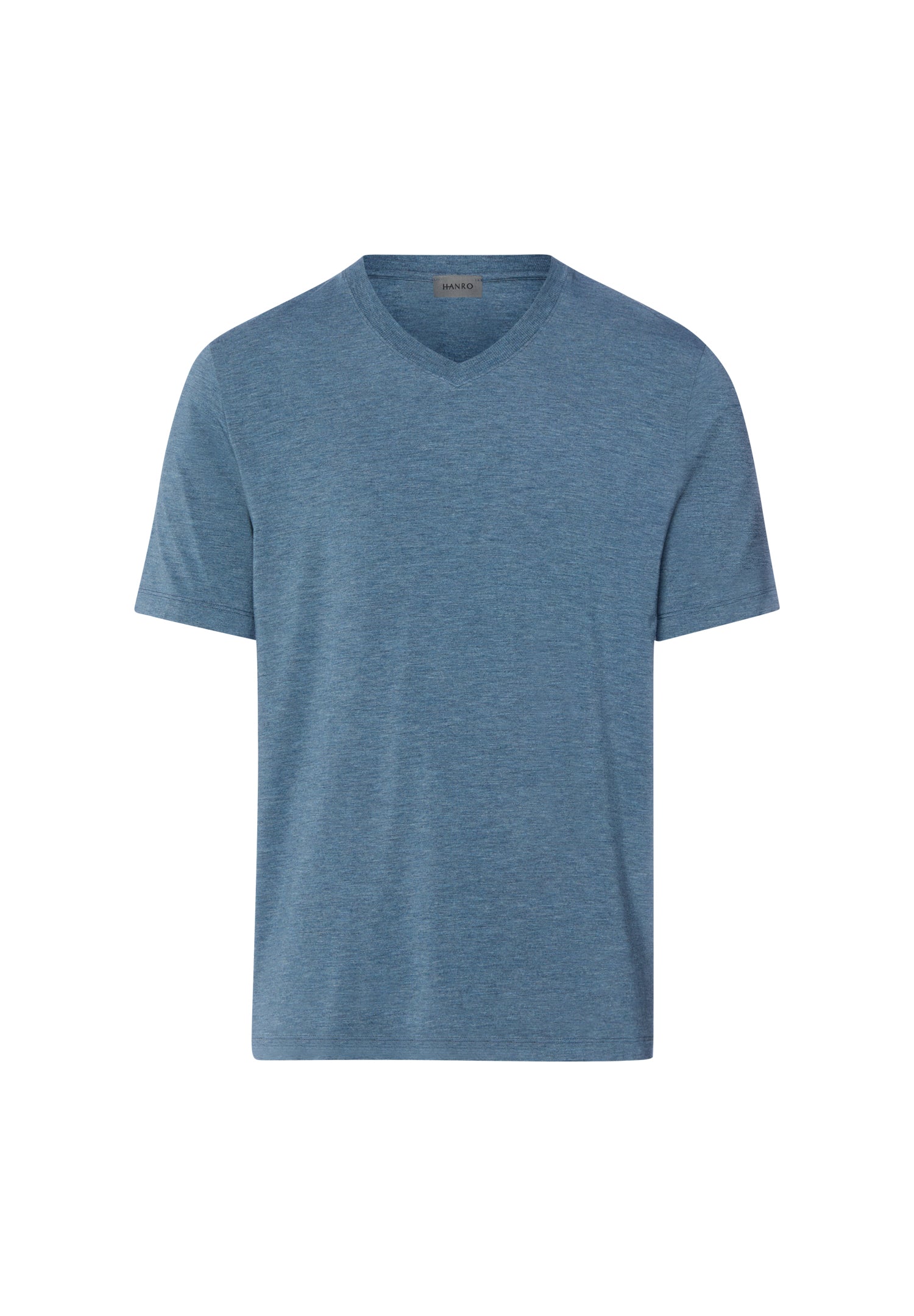 The Casuals-S/Slv Shirt V-Neck by HANRO in Retro Blue Melange