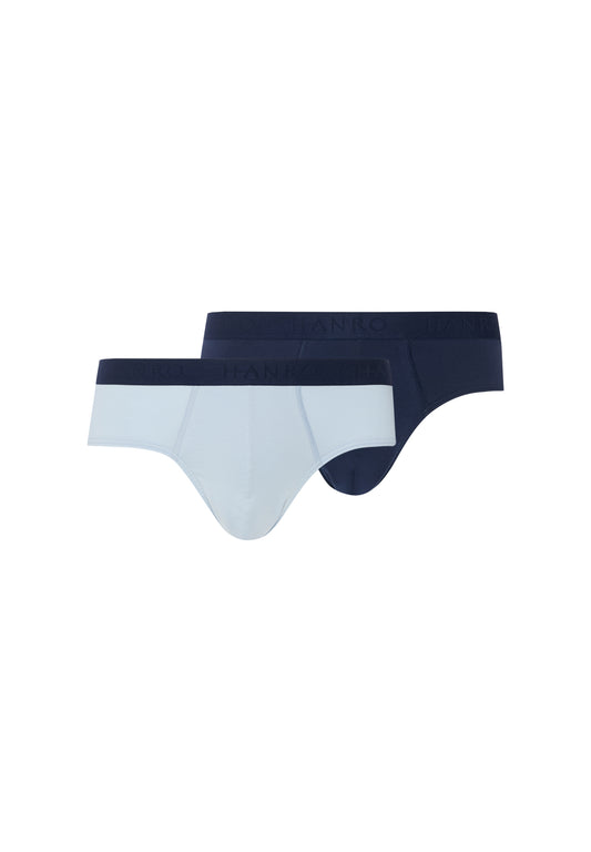 The Cotton Essentials-Briefs 2Pack by HANRO in Blue Lagoon / Deep Navy