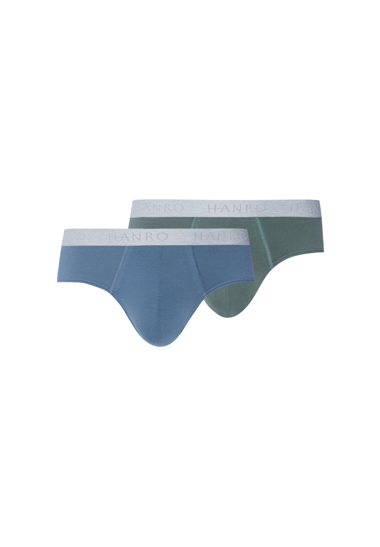 The Cotton Essentials-Briefs 2Pack by HANRO in Studio Green / Retro Blue