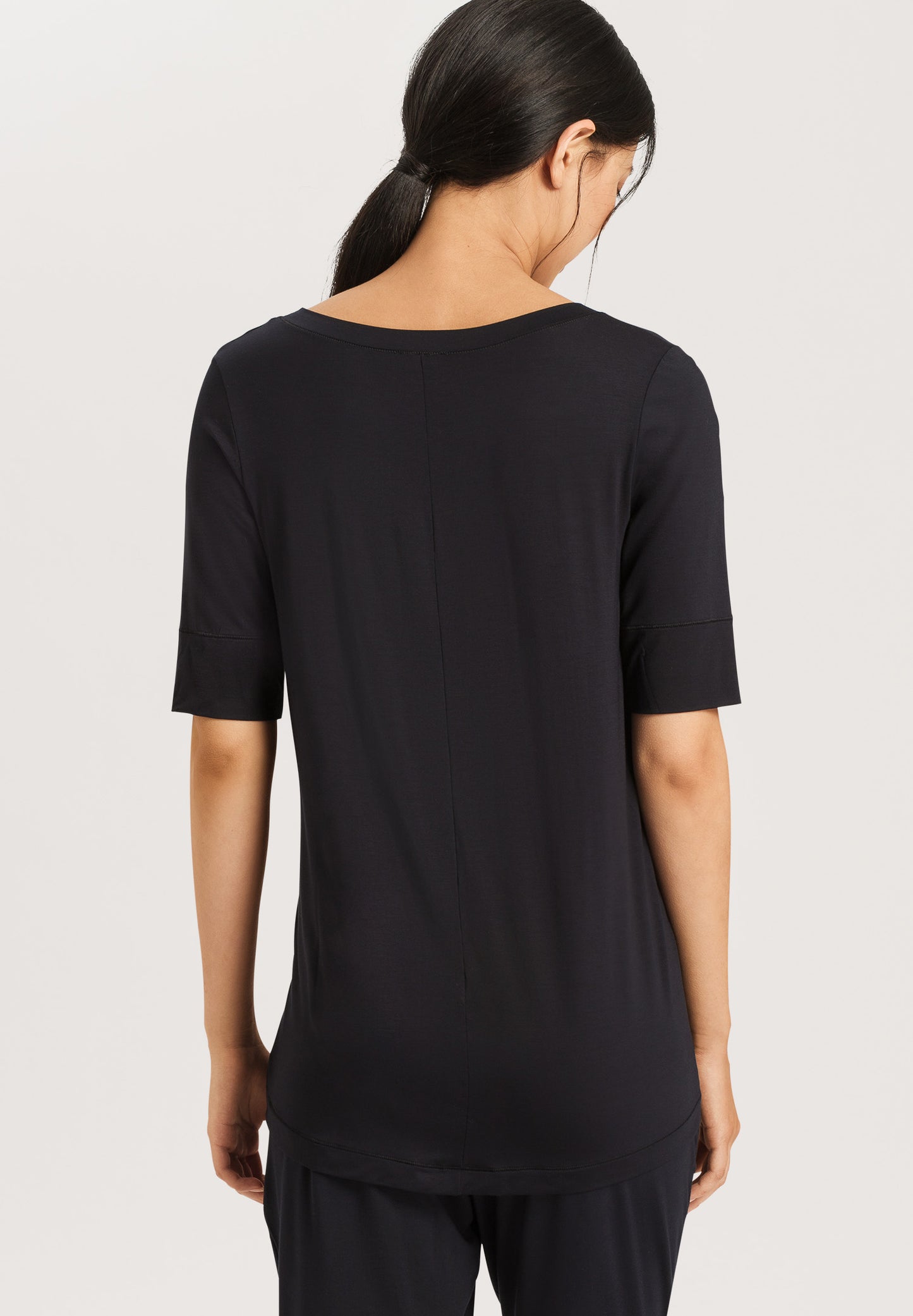 The Yoga-Short Sleeve Shirt By Hanro in Black
