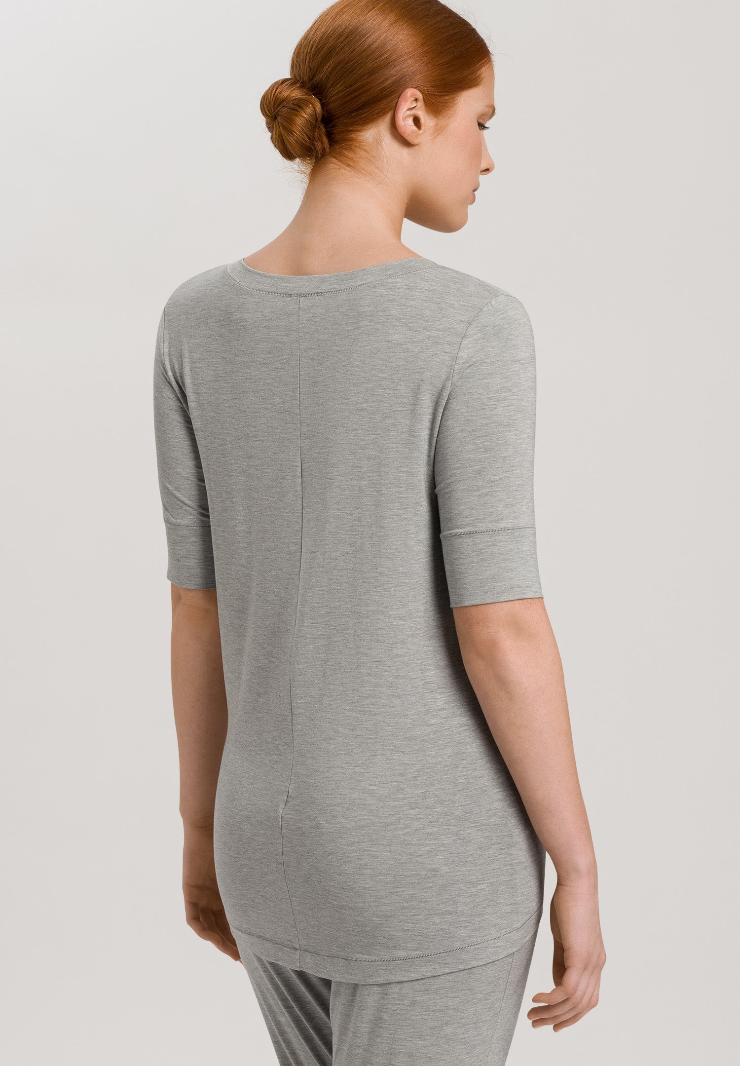 The Yoga-Short Sleeve Shirt By Hanro in Grit Melange