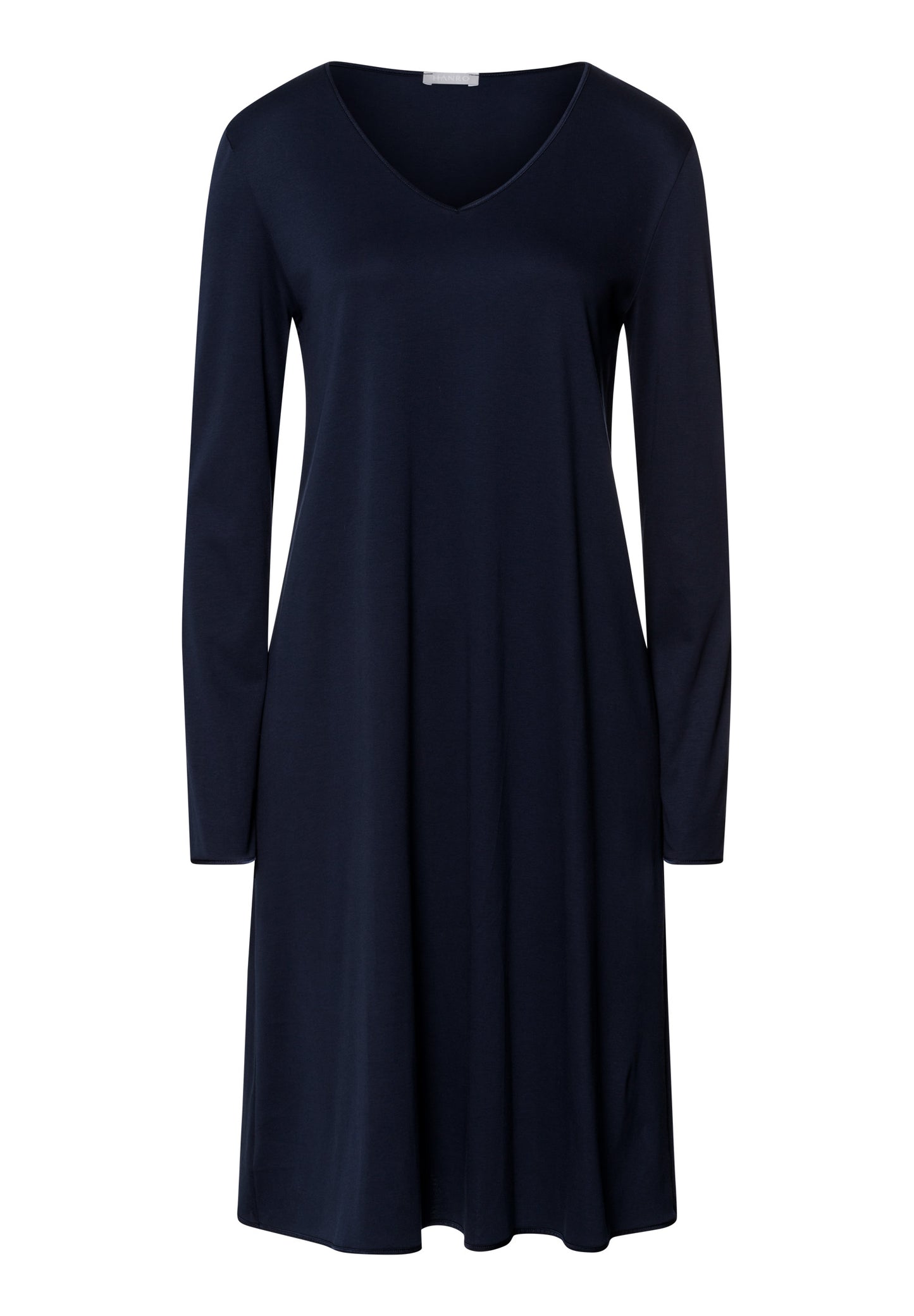 The Cotton Silk-L/Slv Nightdress 100Cm By Hanro in Deep Navy