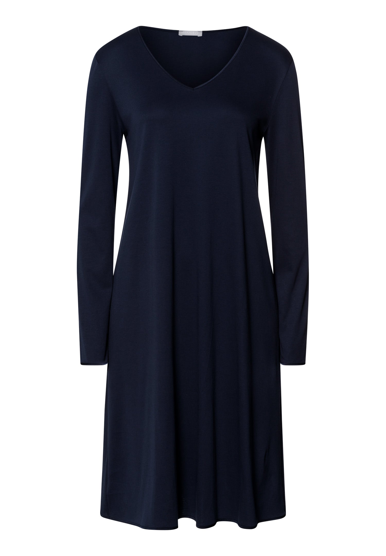 The Cotton Silk-L/Slv Nightdress 100Cm By Hanro in Deep Navy