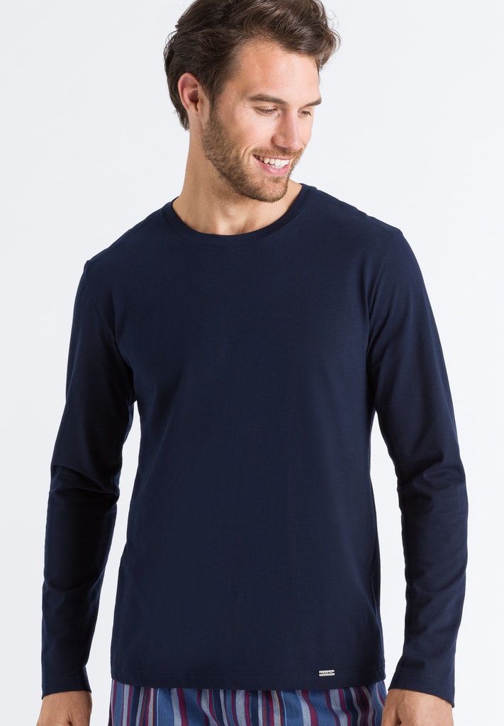 HANRO Deep Navy Living Shirts Long Sleeve Shirt