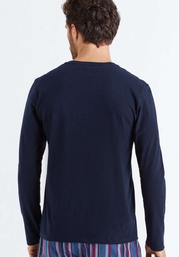 HANRO Deep Navy Living Shirts Long Sleeve Shirt